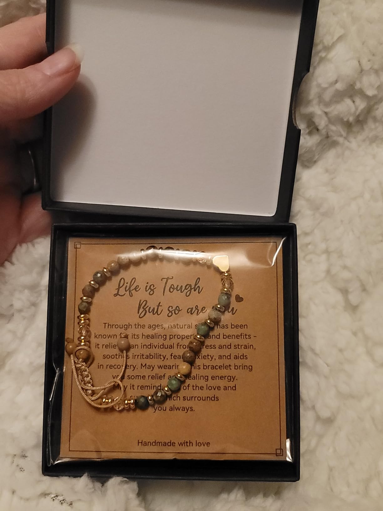  yupoxiu Natural Stone Bracelets - Inspirational Birthday Gifts for Women | Thinking of You & Get Well Soon Gifts for Women, Unique Jewelry Gift for Friend, Sister, Her customer photo 1