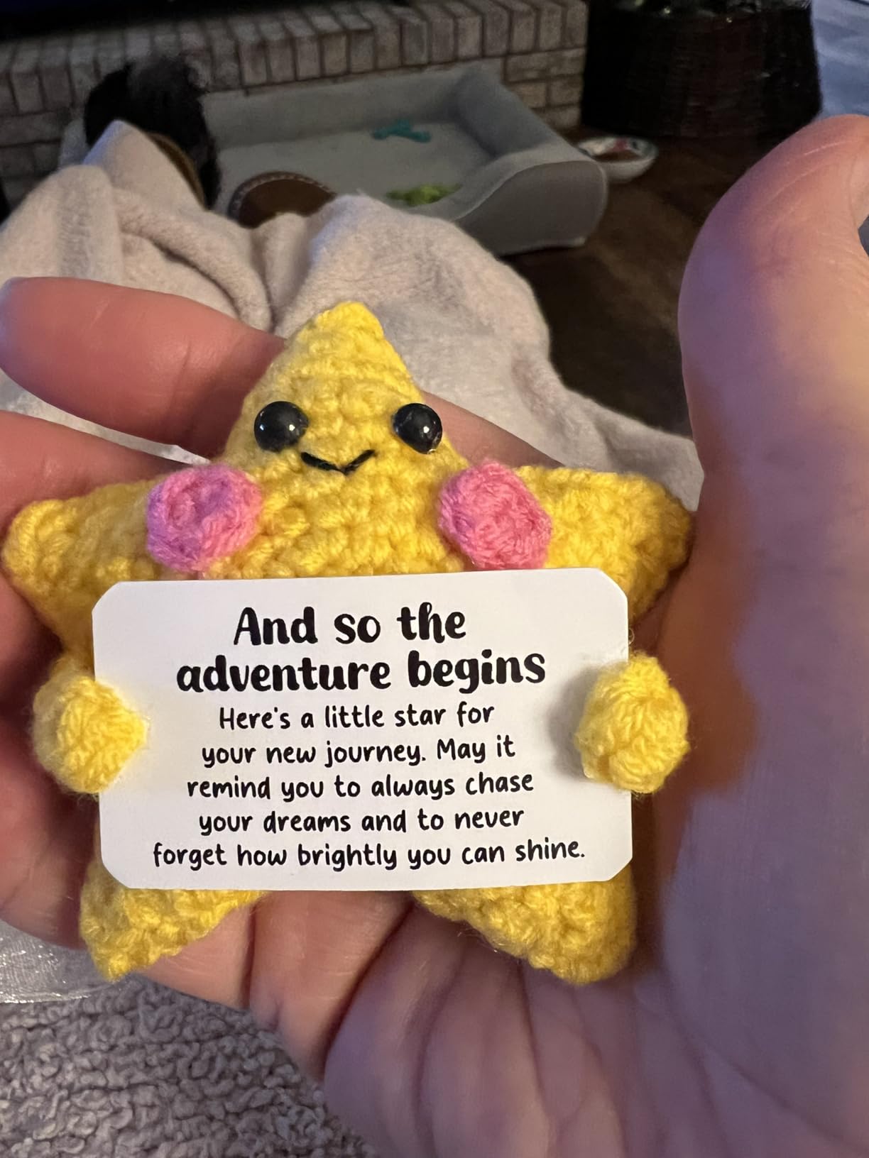 Crochet Star Graduation Gift, New Job & Good Luck Keepsake, Farewell & Moving Gift for Coworker Friend, Motivational Desk Decor for Student, Congratulations for New Adventure customer photo 1