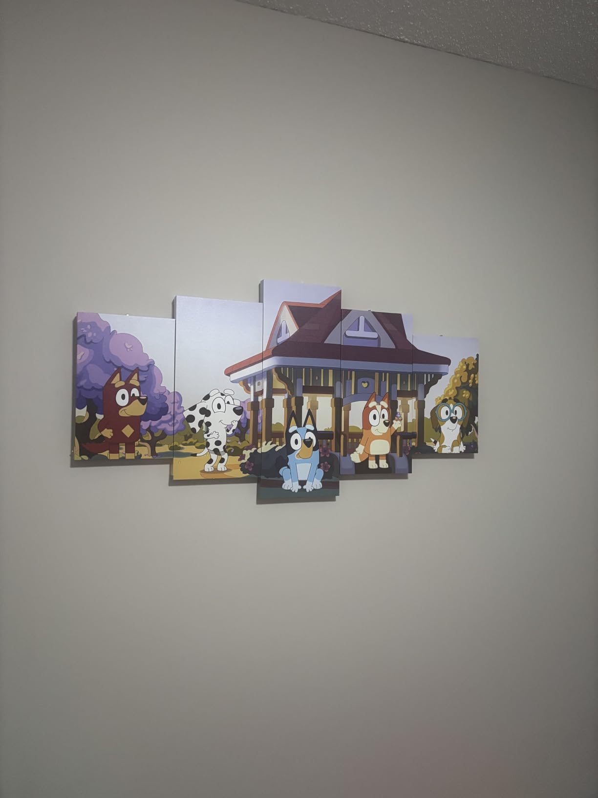 Bluey 5 Piece Wall Art Set, Kids Room Decor with Iconic Graphics, Ready to Hang Canvas Panels, Decorative Accent for Playroom, Bedroom, or Nursery customer photo 1
