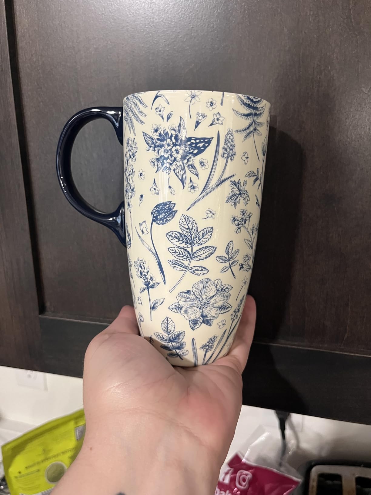 Topadorn 17oz Ceramic Travel Mug with Lid, William Morris, Gift Box | Pomegranate Parrot Coffee Mug, Vintage Botanical Latte Cup, Microwave & Dishwasher Safe customer photo 2