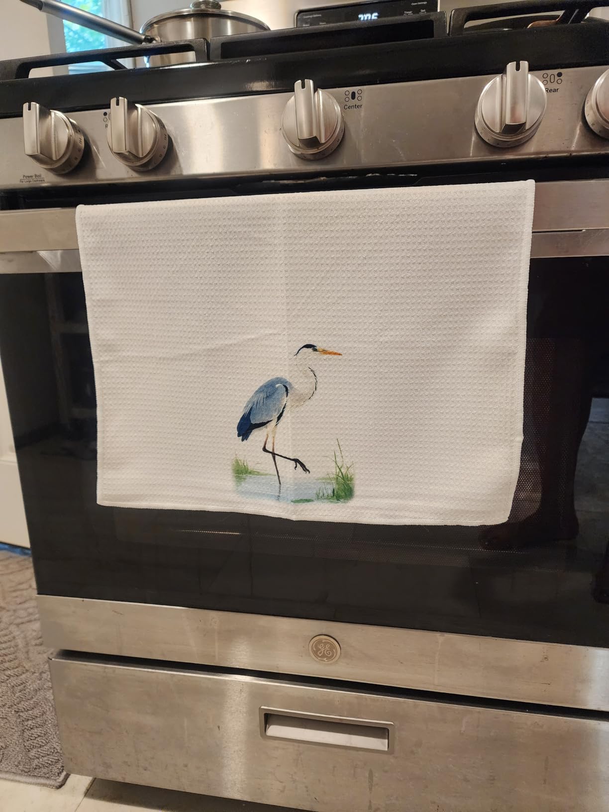 Great Blue Heron Coastal Kitchen Towels, Farmhouse Crane Bird Decorative Hand Tea Towels for Bathroom, Rustic Watercolor Sea Bird Dish Towel Dishcloth, 16x24 Inch Set of 2 customer photo 1