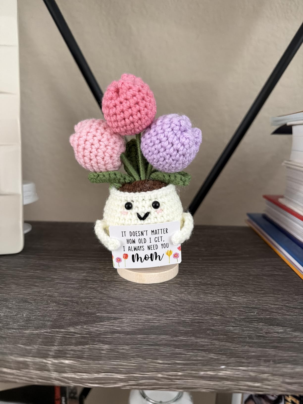 Aunt Gifts - Auntie Christmas Birthday Gifts for Aunt from Nephew Niece | Valentines Mothers Day Auntie Gifts for Women - 5.51'' x 4.13'' Handmade Knitted Positive Tulip Flowers Aunt Crochet customer photo 1