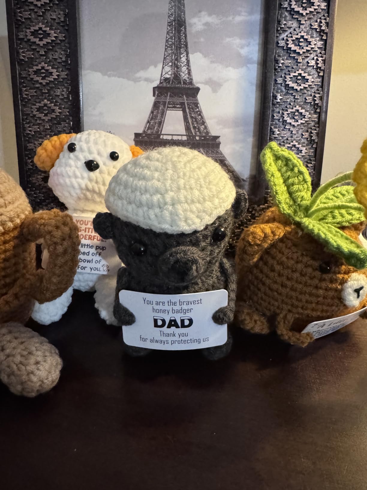 Crochet Honey Badger Positive Affirmation Brave Gift - Funny Inspirational Mini Animal Theme Desk Decor, Graduation Encouragement Present customer photo 2