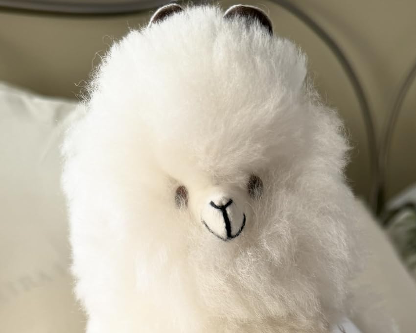 Decorative Alpaca Llama Ornament - Soft Andean-Inspired Home Decor Article - Fluffy Figurine for Living Room, Nursery, or Home Decoration (12 inch | Brown&White) customer photo 1