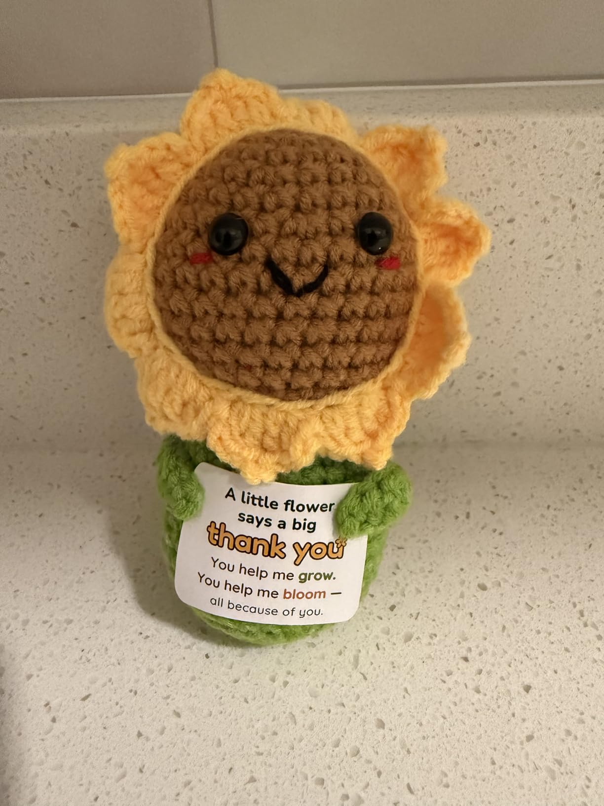 Thinking of You Encouragement Gift for Women - Crochet Sunflower | Life Can Be Tough But So are You, Uplifting Emotional Comfort & Cheer-Up Support Gift for Friend or Coworker customer photo 1