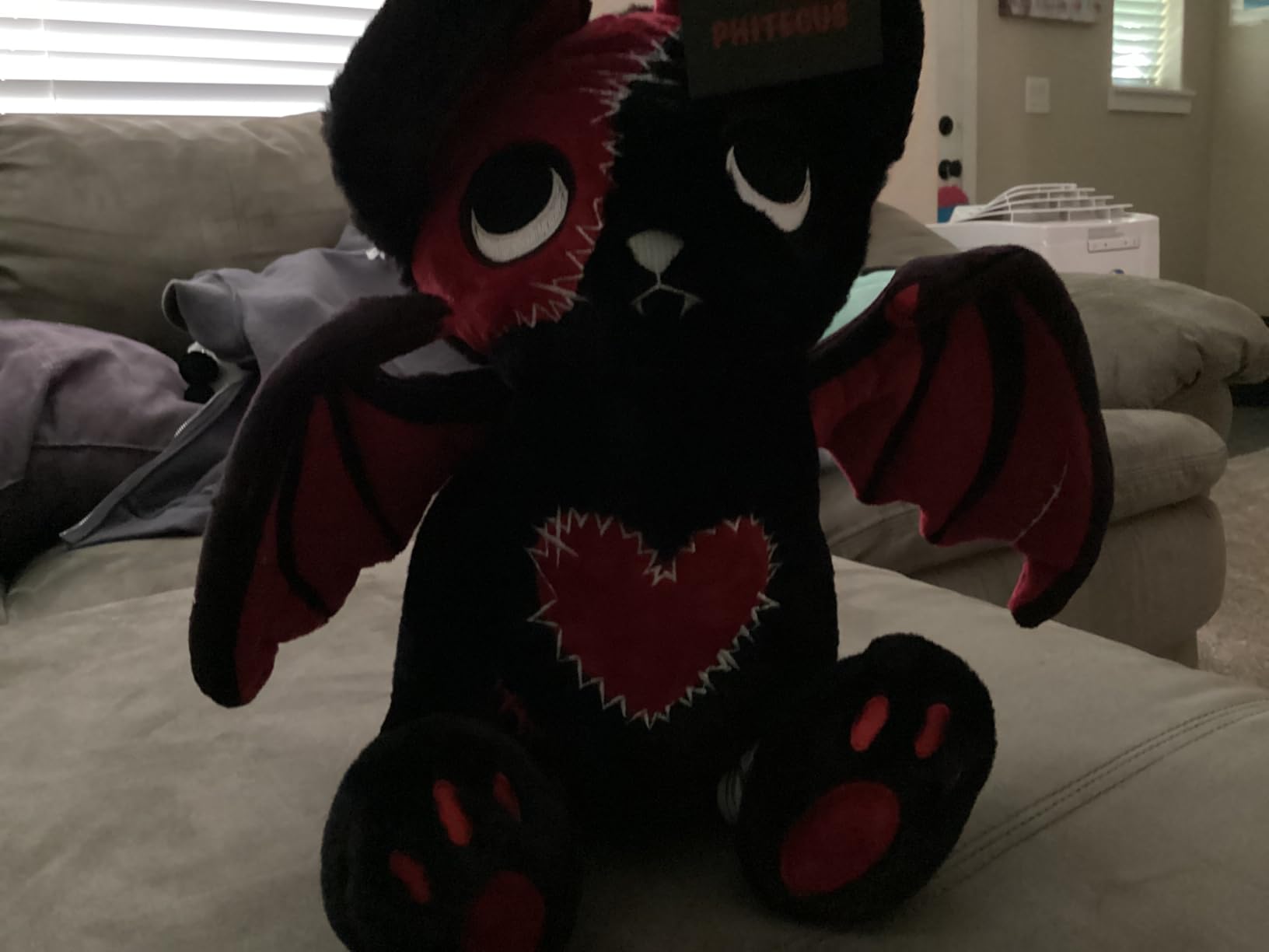 PHITECUS Gothic Bat Plushie, Cute Creepy Stuffed Animal Plush Toy, Gift for Teens & Adults,11 in customer photo 1
