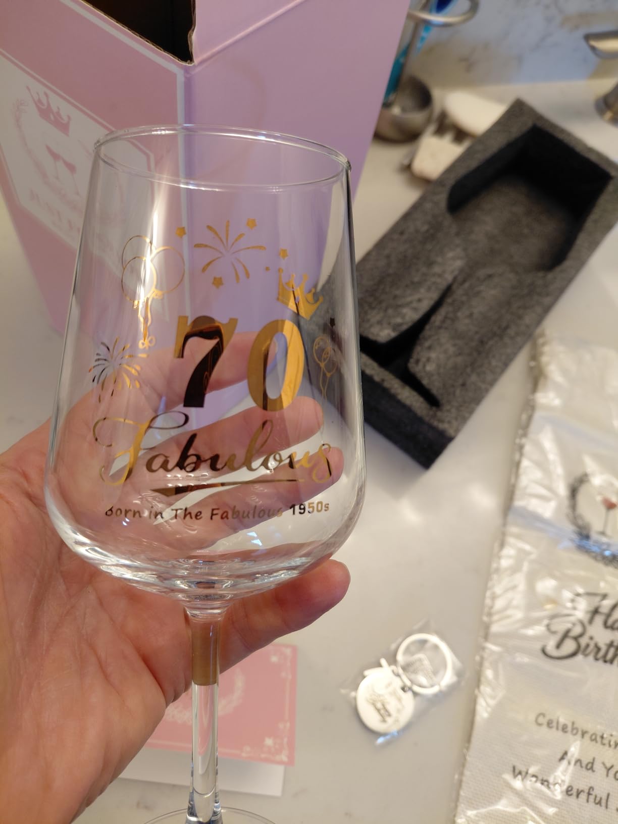 30TH Birthday Gifts for Women Funny,Fabulous 30th Wine Glass Set with Wine Bag, Engraved Keychain & Card for 30 Years Old Woman customer photo 2