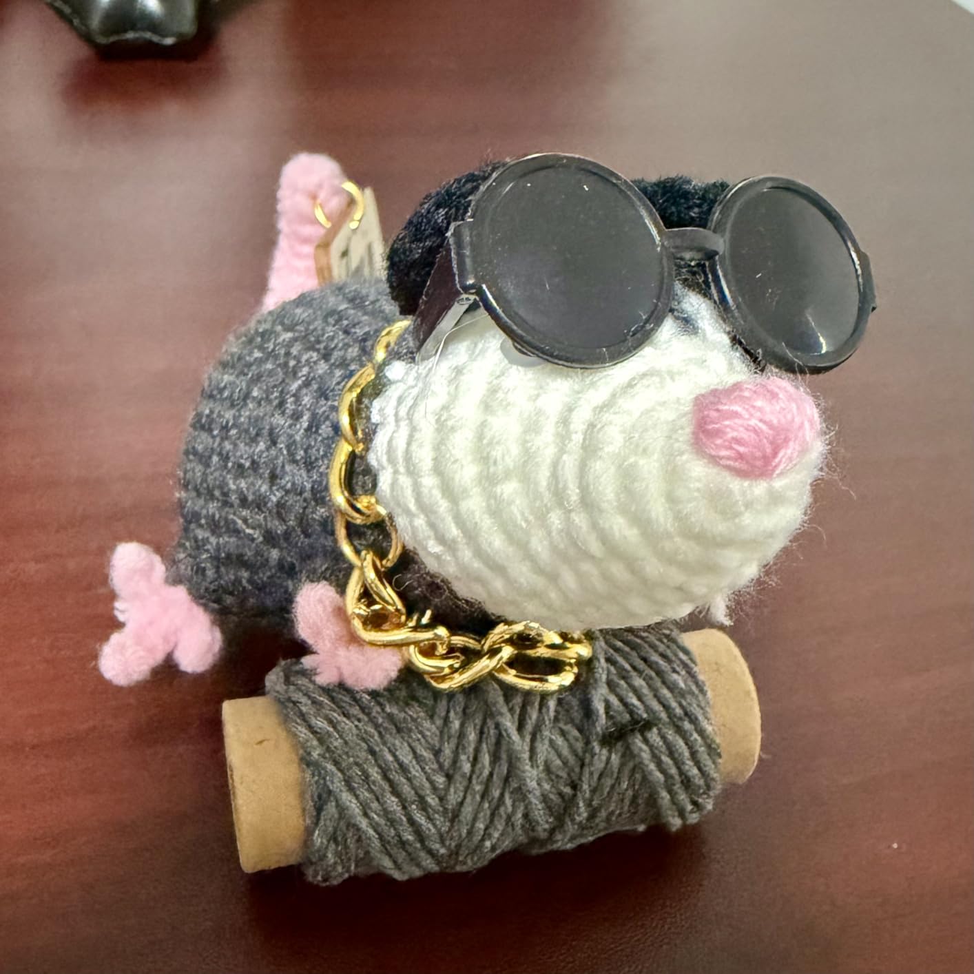 Crochet Possum Car Charm Opossum Gifts, Rearview Mirror Hanging Accessories | 2026 Upgraded Hanging Car Decor Swinging Opossum Ornament Possum Plush Handmade Emotional Support Gift customer photo 2