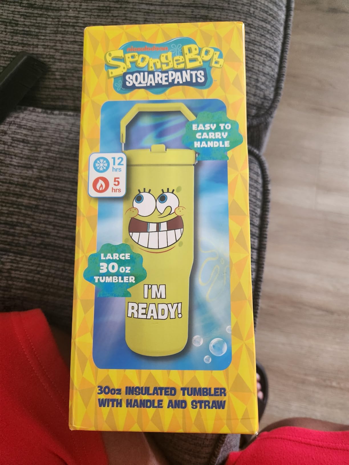 Get Trend SpongeBob SquarePants 30oz Tumbler with Handle and Straw, Kids Stainless Steel Insulated Water Bottle, BPA-Free, Leak-Proof customer photo 2