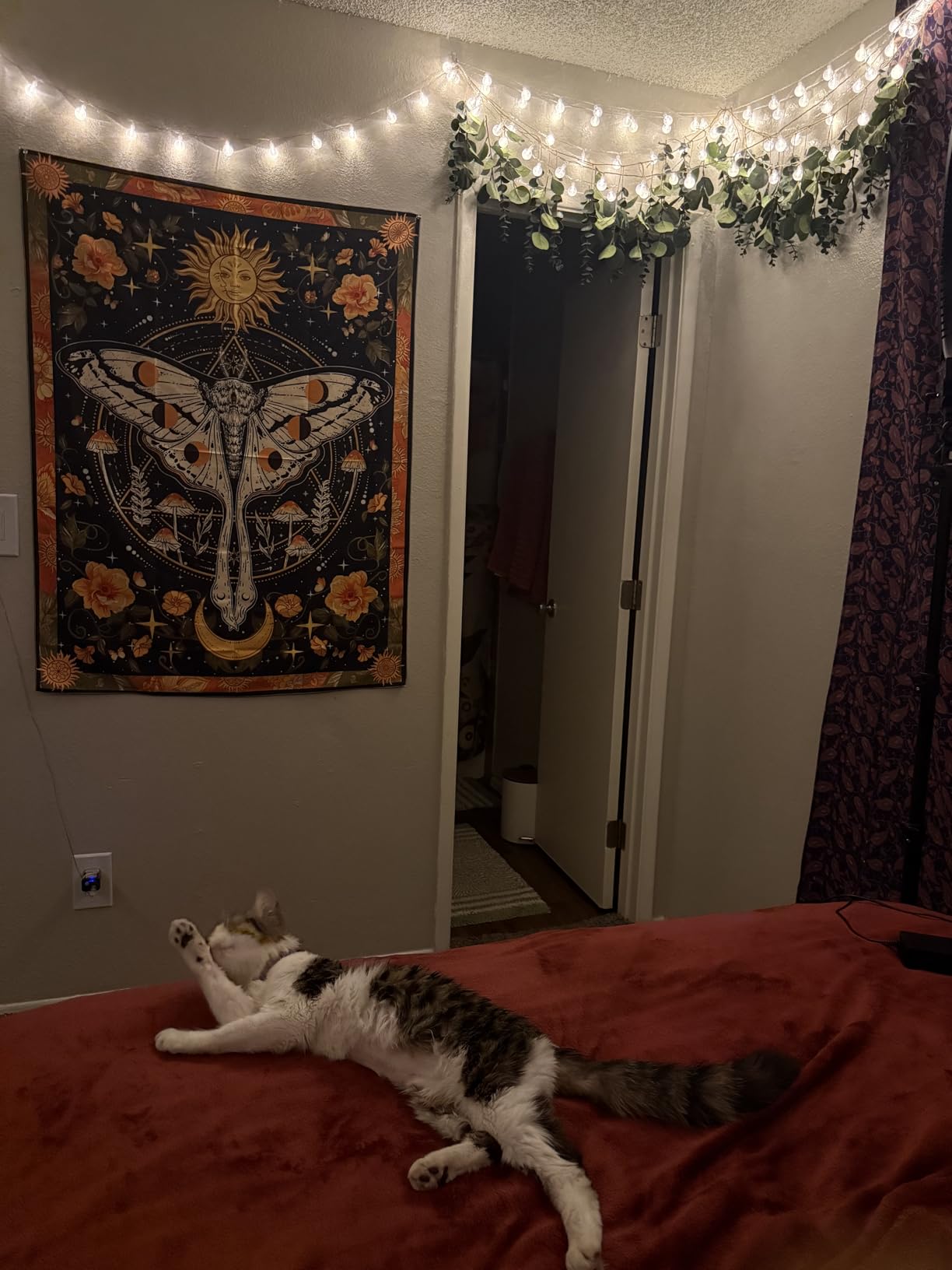 Aipon Boho Moth Tapestry Vintage Floral Flowers Tapestries Aesthetic Retro customer photo 2