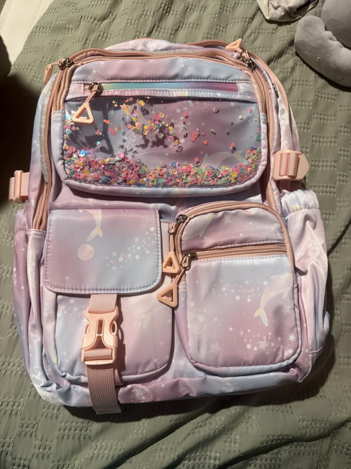 Girls Backpack, School Bag for Kids, Primary, Elementary, Teen Ages 6-15 Girls Bookbag, Students Kawaii Backpack Blue Dolphin customer photo 1