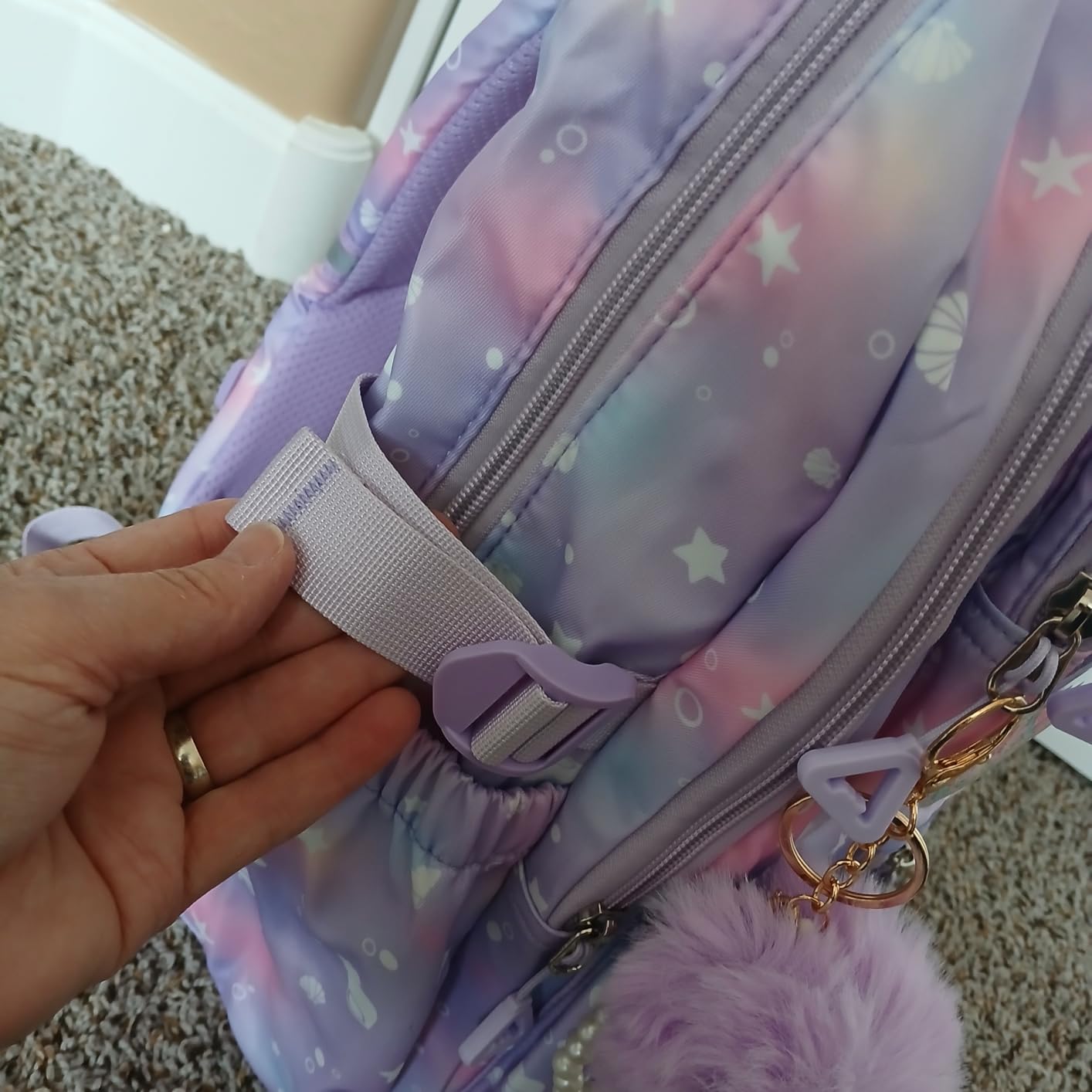 Girls Backpack, School Bag for Kids, Primary, Elementary, Teen Ages 6-15 Girls Bookbag, Students Kawaii Backpack Blue Dolphin customer photo 2