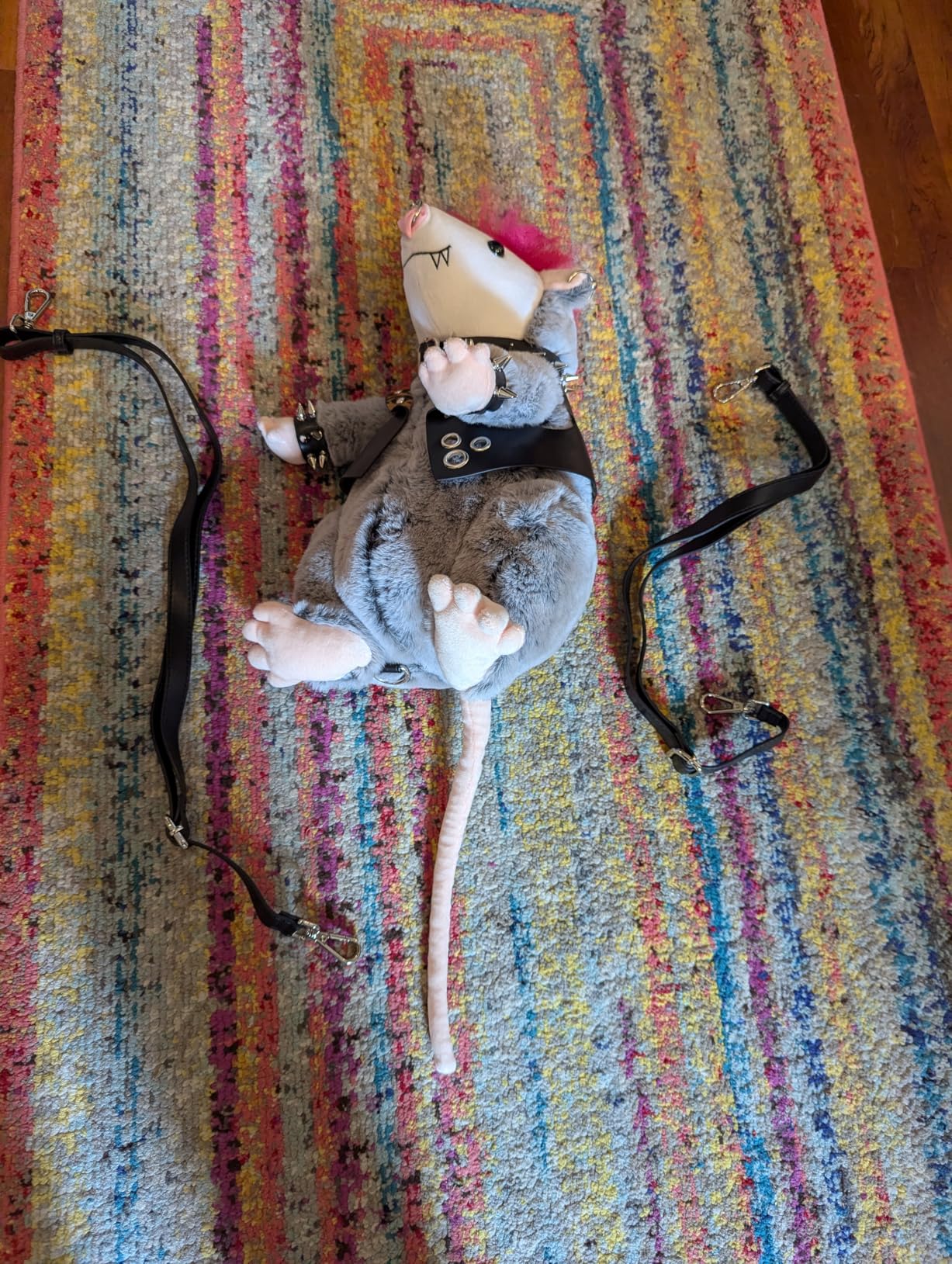 Dolls Kill Mosh Pit Possum Plush Backpack by Club Exx - Furry Punk Possum Backpack with Studs & Adjustable Straps customer photo 1