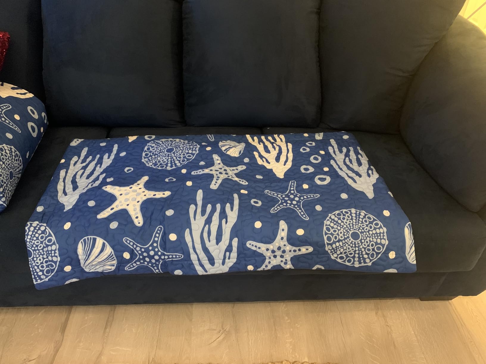 Love's cabin Quilts for Queen Conch Seahorse Bedspreads Bedding Set - Summer Beach Nautical Quilt Lightweight Bedspread - Reversible Bedding Coverlet for All Season - 3 Piece customer photo 1