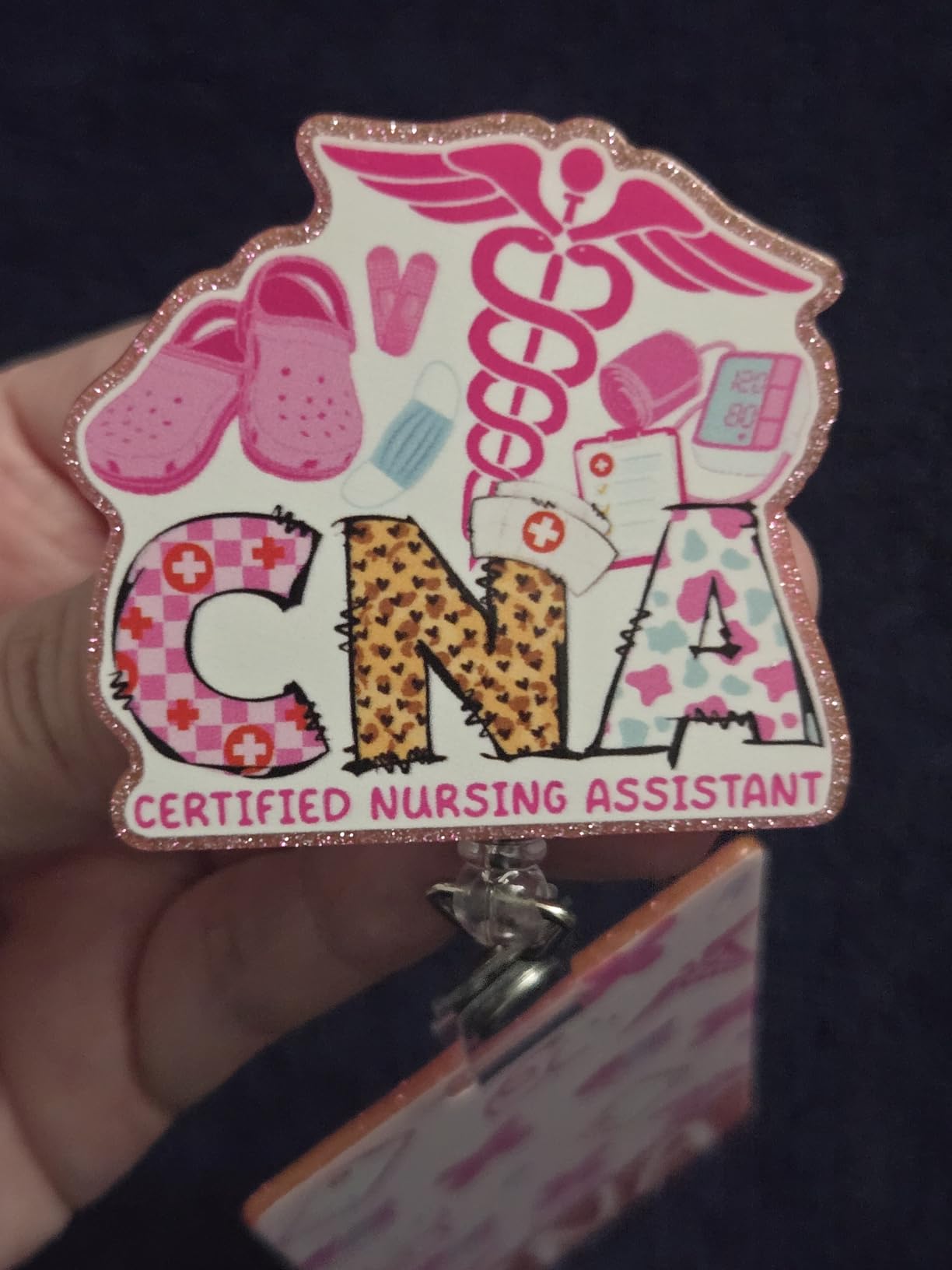 Medical Assistant Badge Reel and Buddy, Pink Retractable ID Holder with Swivel Clip and MA Badge Buddy, Essential Medical Assistant Accessories customer photo 1