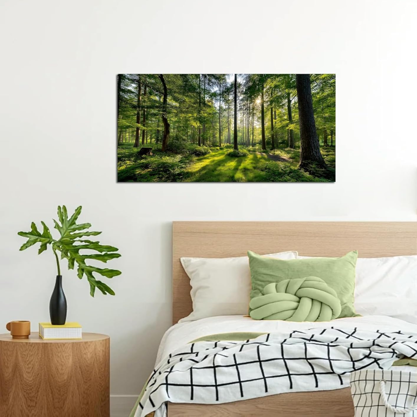Tarfupth Large Forest Wall Art for Living Room Green Woodland Landscape with Sunlight Modern Nature Wall Decor for Bedroom Office Home Decor 20