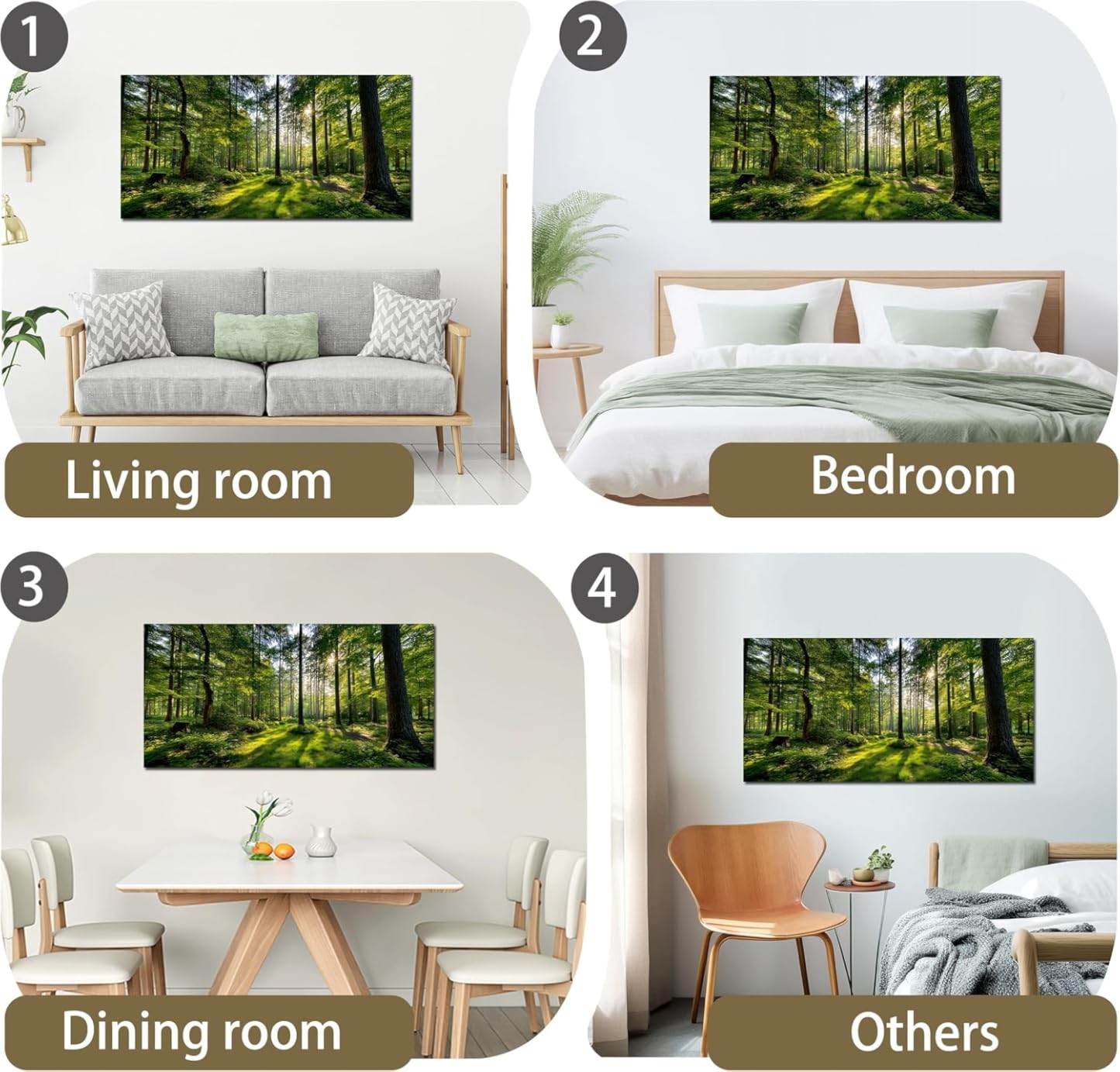 Tarfupth Large Forest Wall Art for Living Room Green Woodland Landscape with Sunlight Modern Nature Wall Decor for Bedroom Office Home Decor 20