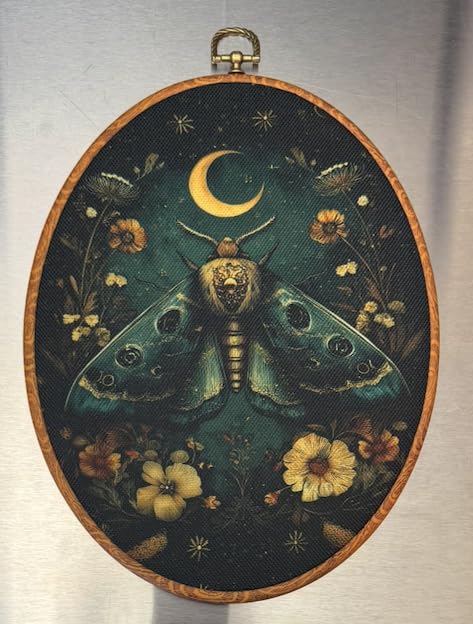 Fewgb Vintage Luna Moth Oval Wall Art Decor Framed, Cottagecore Butterfly Floral Canvas Wall Art Prints customer photo 1