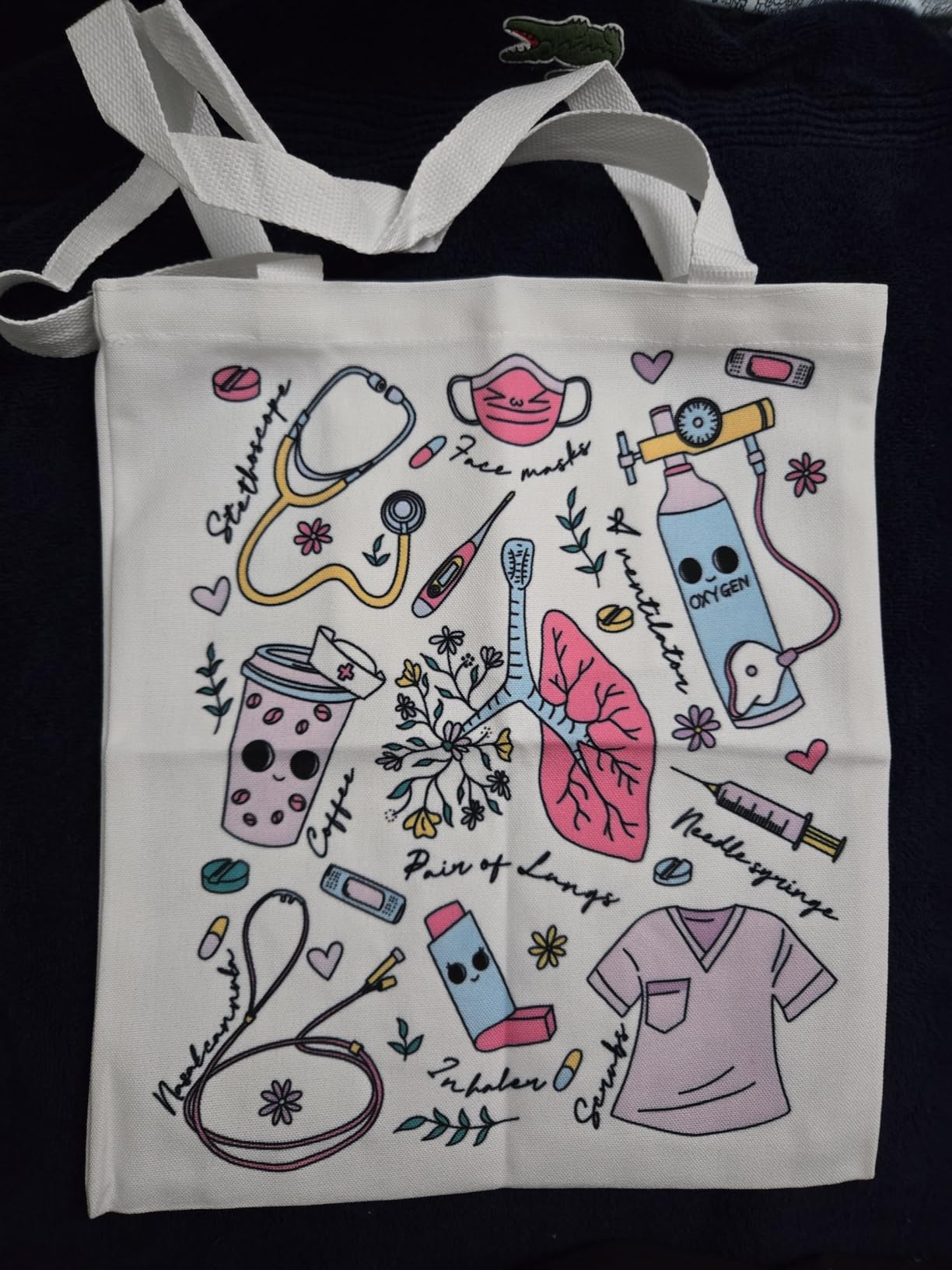 kunlisa Respiratory Therapist Gifts Tote Bag for Women, Nurse Appreciation Week Gifts Canvas Tote Bag customer photo 1