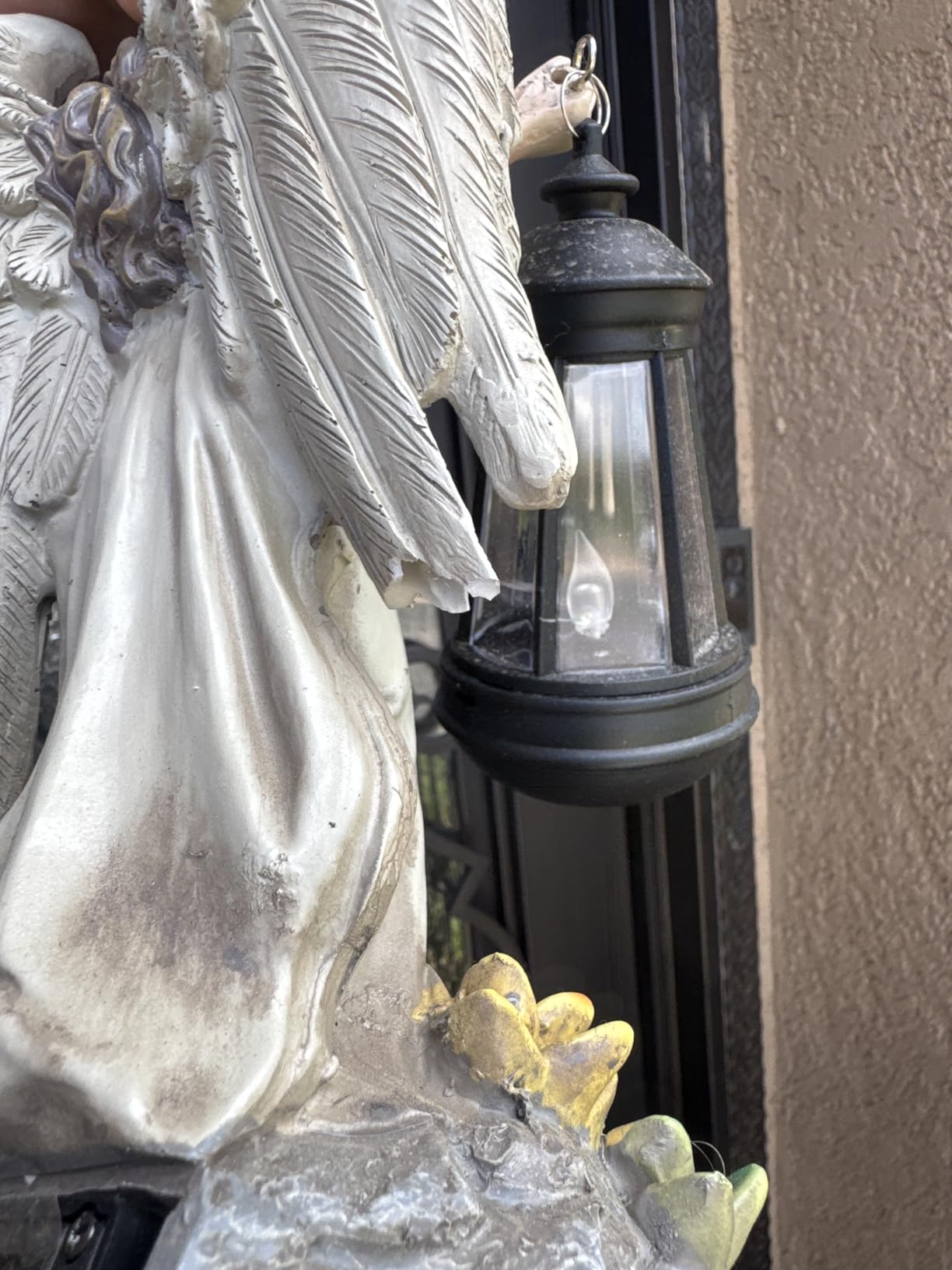 Solar Garden Statue Angel Figurine - 11.8 Inch Fairy Angel Solar Lights Outdoor with Hanging Lantern for Balcony Patio Yard Ornament, Cemetery Grave Decoration, Gifts for Women Mom, Memorial Gifts customer photo 2