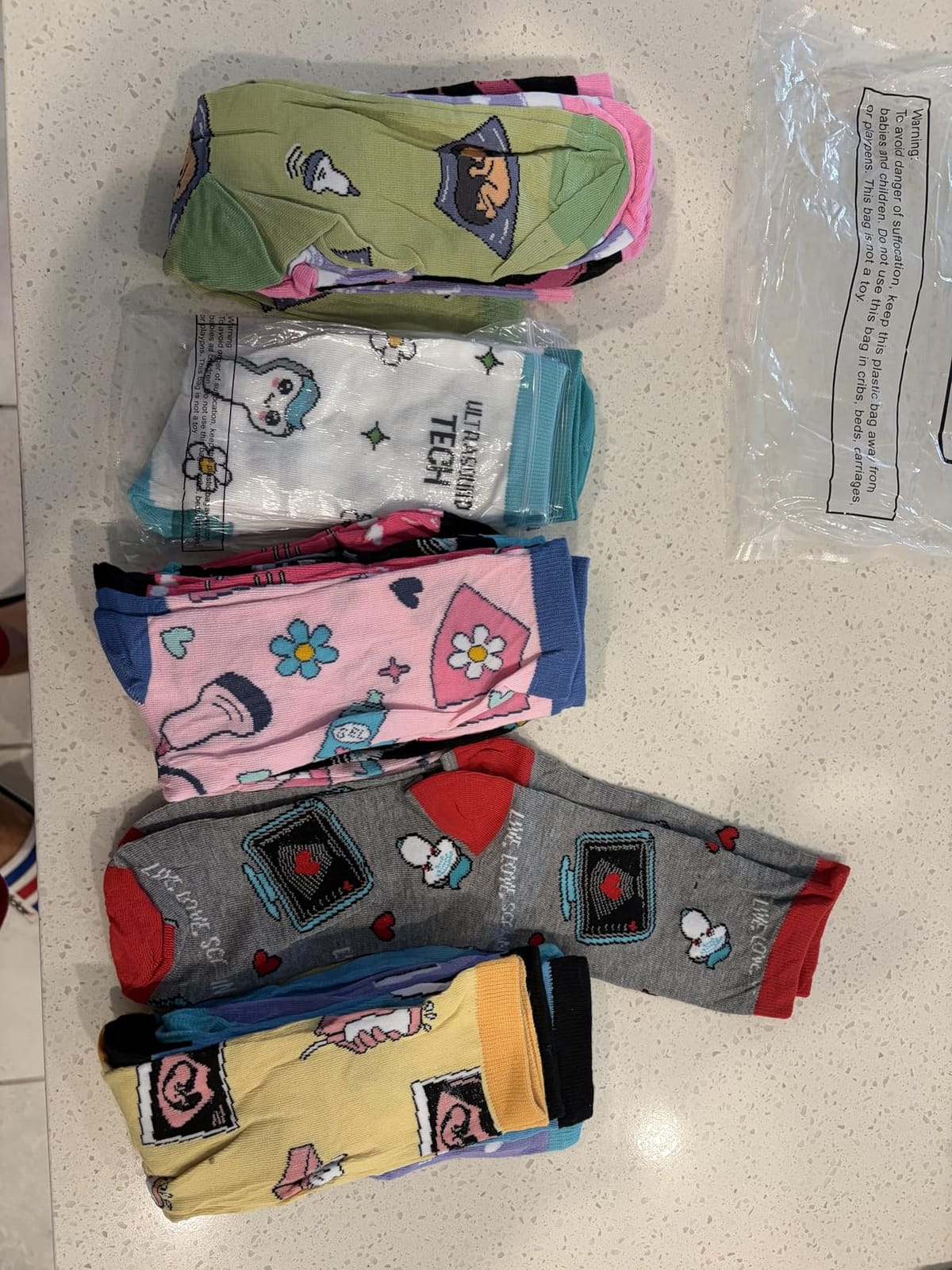 Glitopper Sonographer Stretch Socks Set Funny Ultrasound Tech Medical Themed Gift for Radiology Nurses Doctors Medical Staff customer photo 1