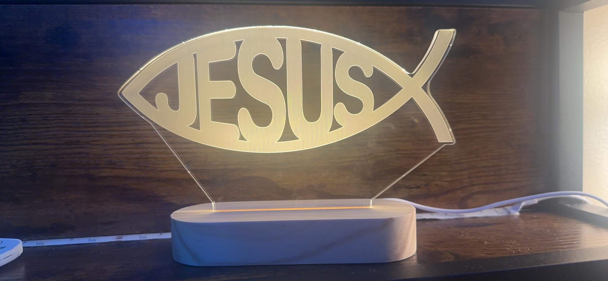 Attivolife First Communion Gift for Girls Boys, LED Night Light with Wooden Base, Jesus Bible Verse Night Light I am the Bread of Life customer photo 2