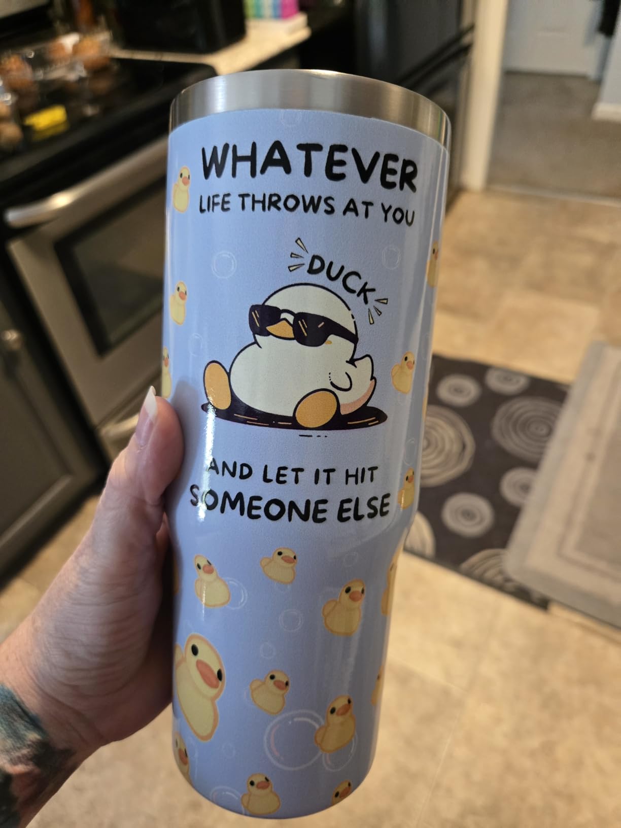 Duck Tumbler with Handle and Flip Straw, 30oz Blue Travel Coffee Mug Water Bottle with Lid, Stainless Steel Insulated Cup, Birthday Gifts for Women Animal Lovers customer photo 1