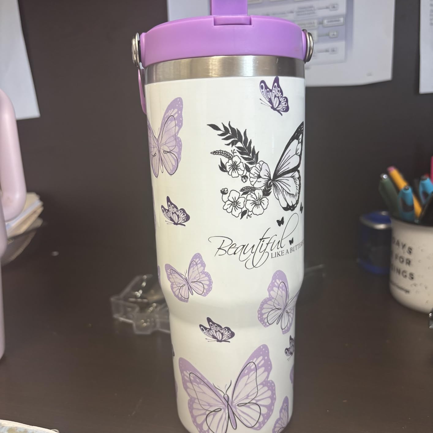 Duck Tumbler with Handle and Flip Straw, 30oz Blue Travel Coffee Mug Water Bottle with Lid, Stainless Steel Insulated Cup, Birthday Gifts for Women Animal Lovers customer photo 2
