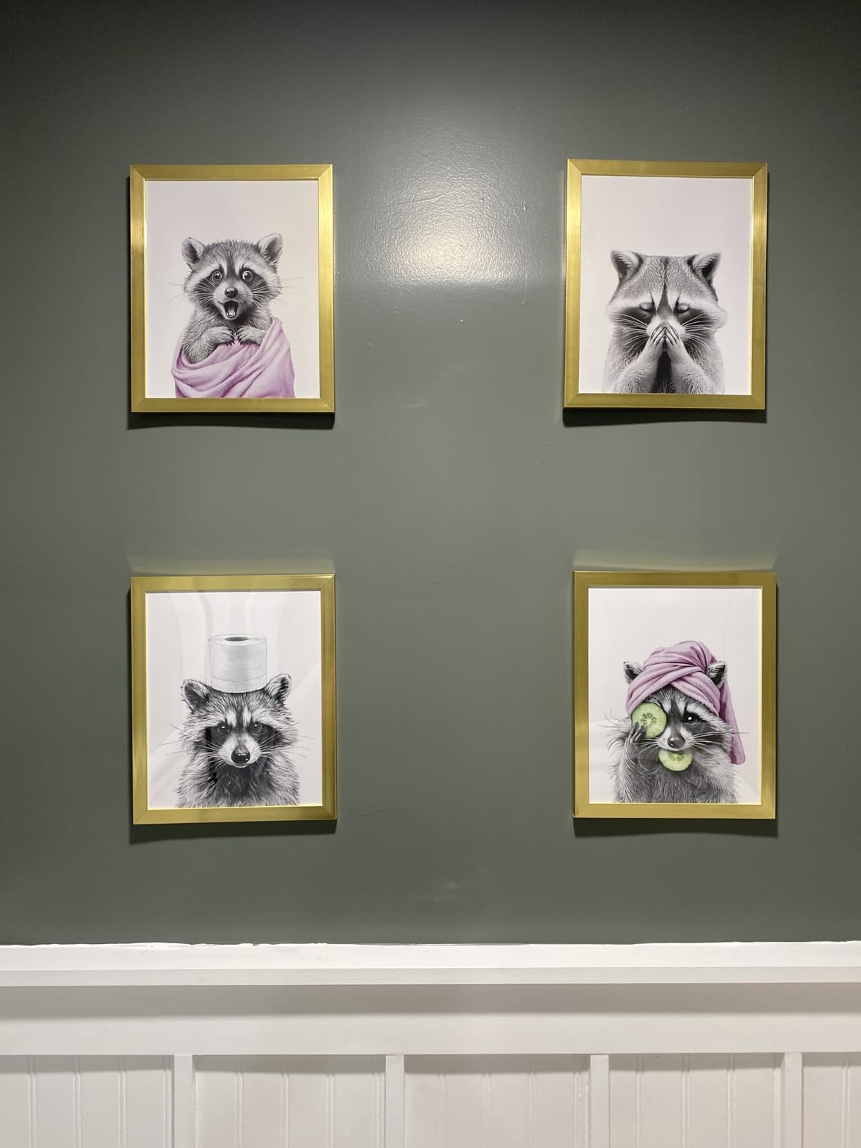 DEQSX Funny Hedgehog Bathroom Wall Art Prints Set of 4, Black and White, 8x10 Unframed customer photo 2
