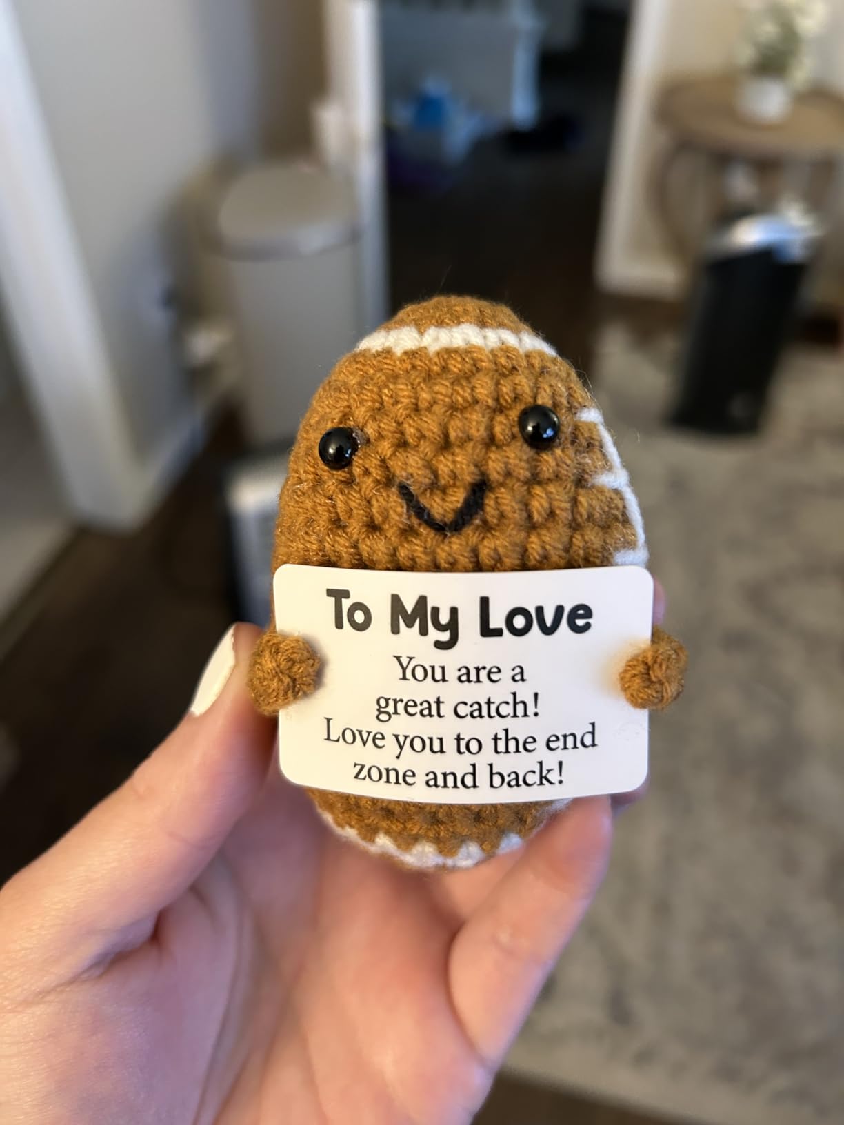 BiuNiuring Mini Funny Godfather Christmas Birthday Gifts from Godkids | Handmade Crochet Mini Football Godfather Gifts from Godchild Goddaughter Godson, Goddad Present for Cute Desk Decor customer photo 2