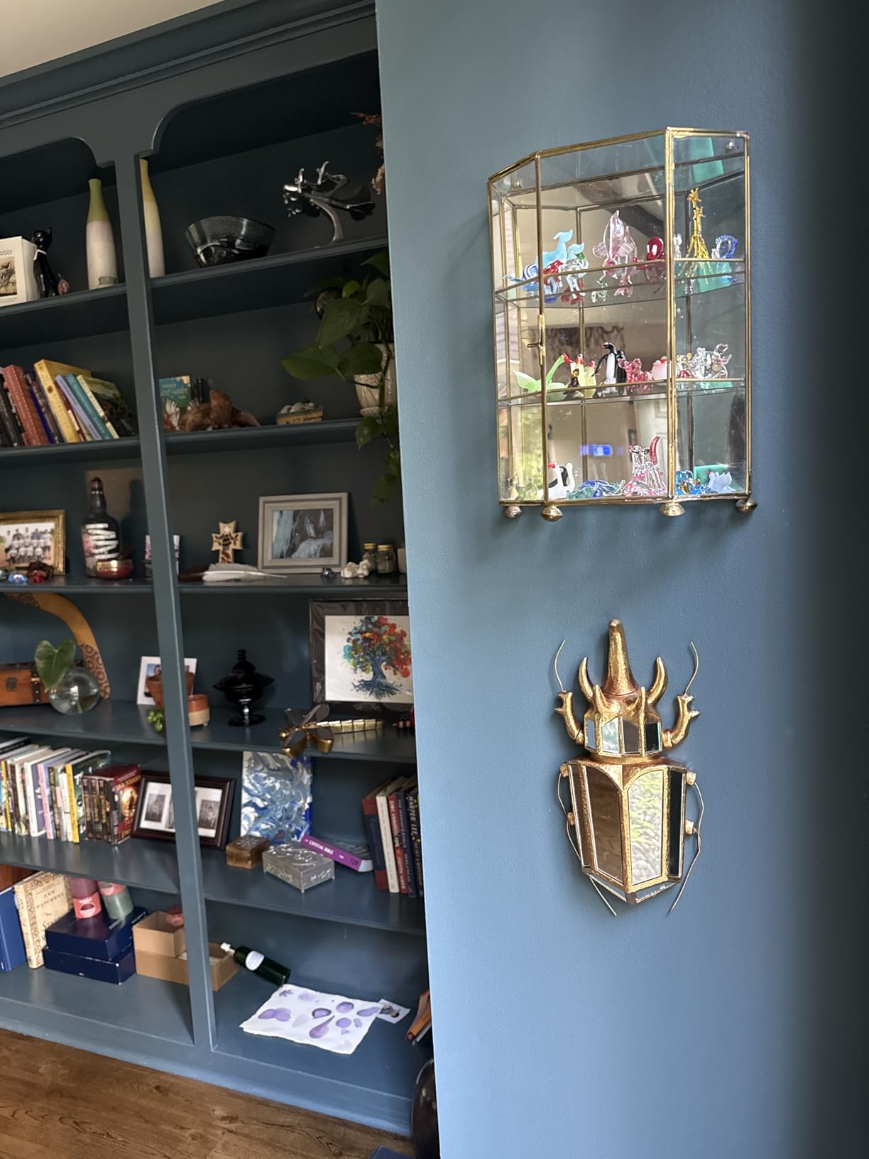 Decorative Bug Insects Animals Beetle Mirrors - Gold Resin and Glass Wall Decor, Perfect for Victorian and European Themed Homes (Cicada) customer photo 1