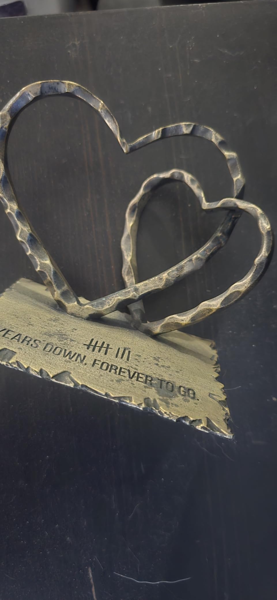8 Year Anniversary Bronze Gifts for Him Her, 8th Wedding Anniversary Metal Two Hearts Sculpture Home Decor, Romantic Bronze Keepsake for Wife Husband Couple, Includes Greeting Card & Gift Box customer photo 1