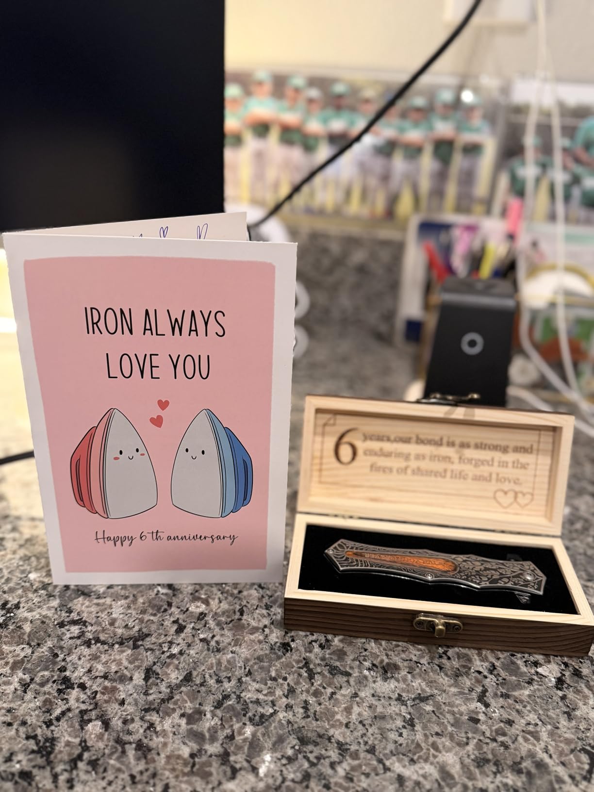 14 Years Anniversary Keepsake Gifts for Men, Personalized 14th Ivory Wedding Anniversary Idea Gifts for Him/Husband/Boyfriend, Multitool Engraved Pocket Folding Knife With Wooden Gift Box For Men customer photo 1
