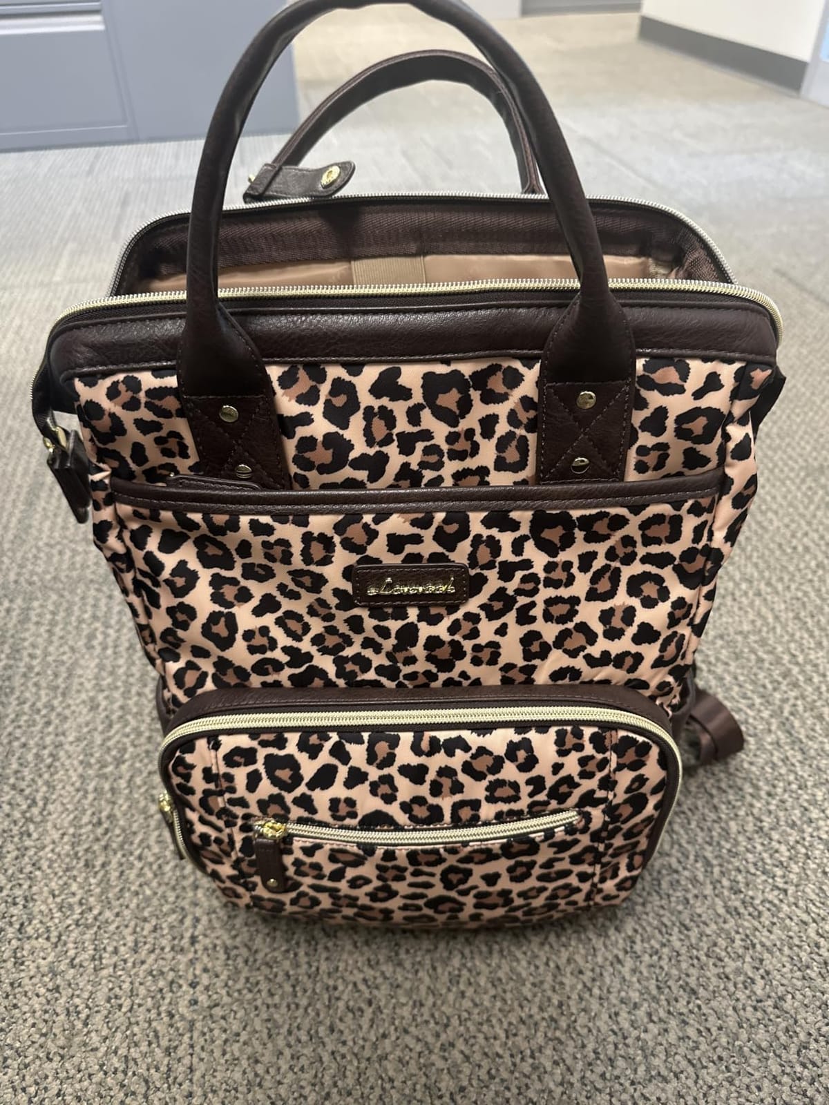 LOVEVOOK Laptop Backpack with Giant Tumbler Holder, 15.6 inch Nurse Teacher Backpack Computer Laptop Bag, Stylish Travel Backpack Purse Work College Bag, Gifts for Women & Men, Leopard print-Dark coffee customer photo 2