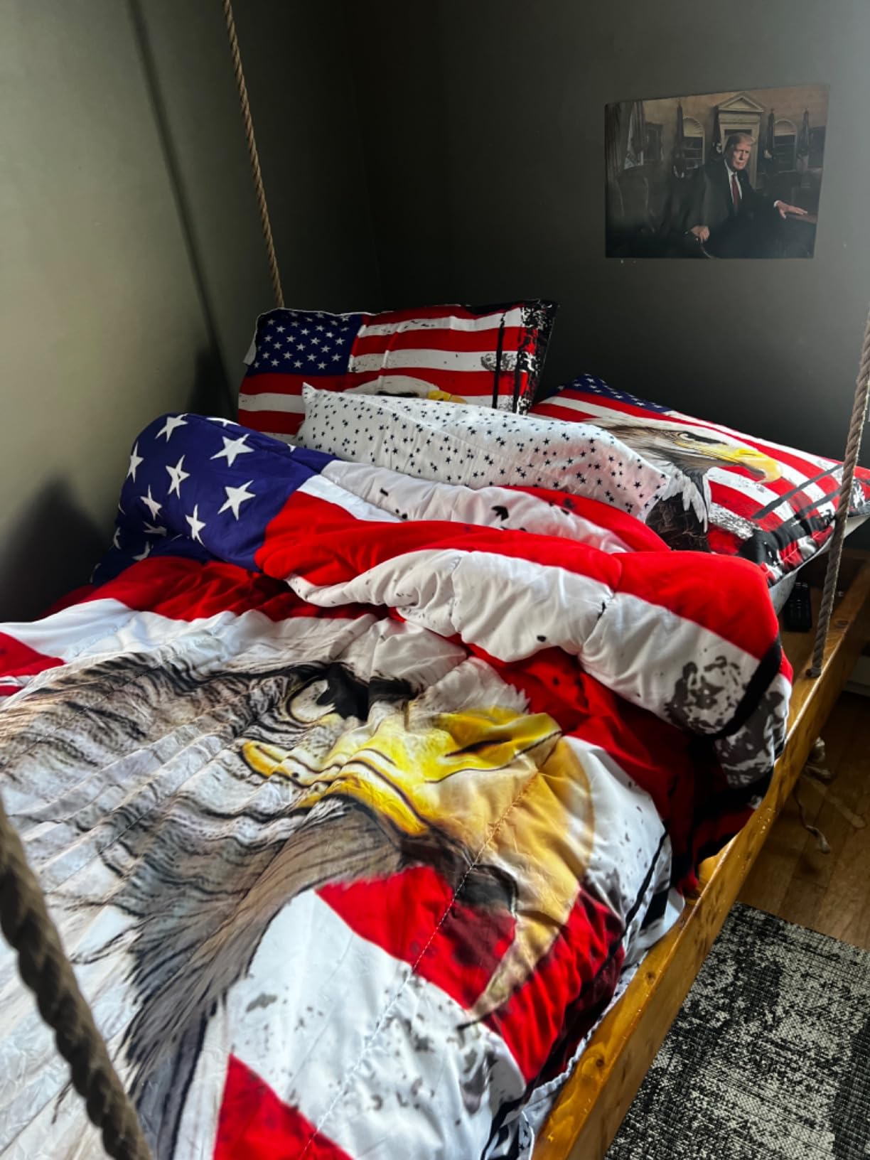 kxry 1776-2026 Eagle 250 Years US Flag 3Pcs Patriotic Comforter Set Full customer photo 1