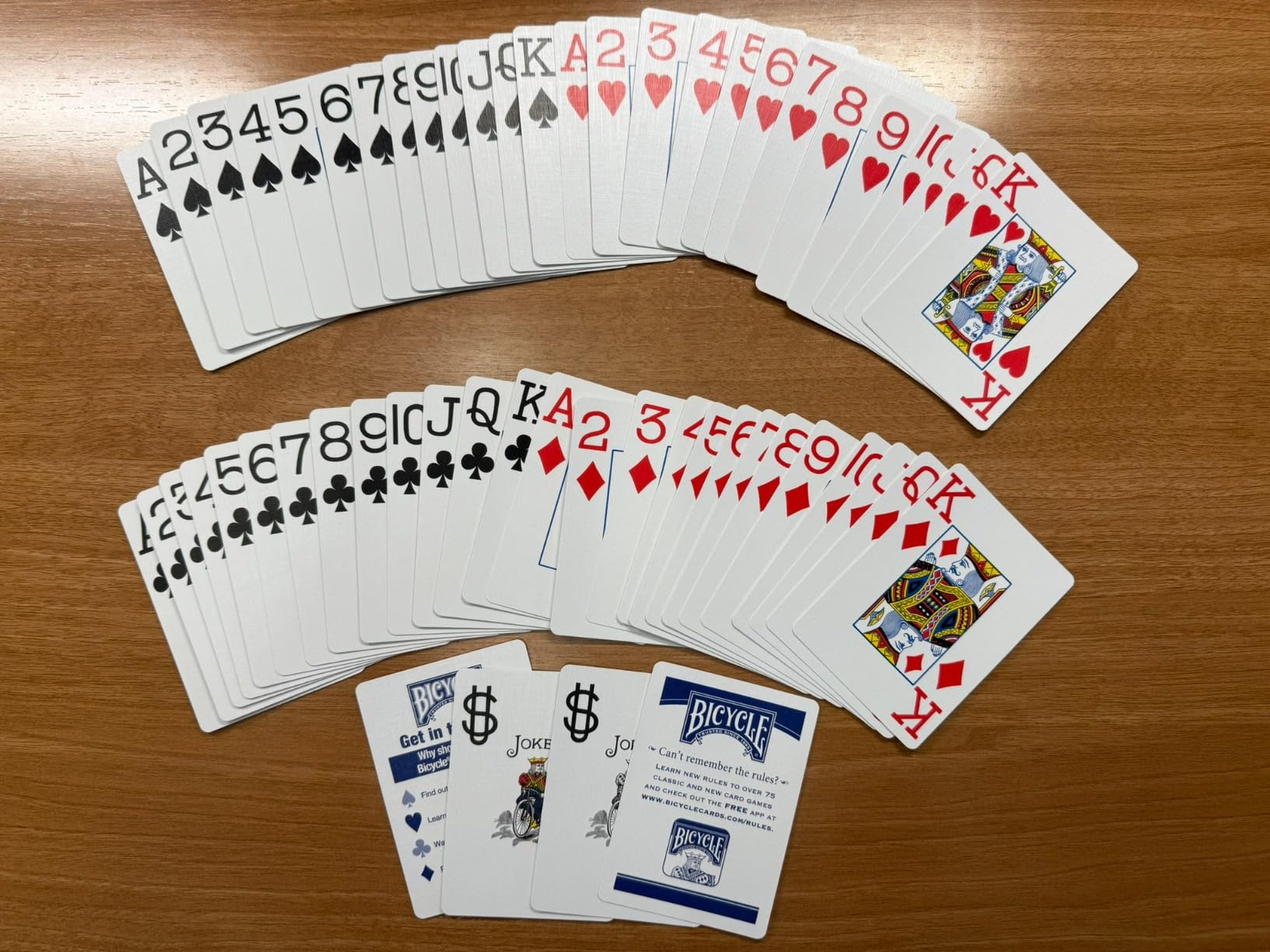 Bicycle Jumbo Index Playing Cards 2 Pack Large Print Poker Size | Easy-to-read numbers and suits, Air Cushion Finish, Made in USA, 6 red and 6 blue backs, For all card games customer photo 2