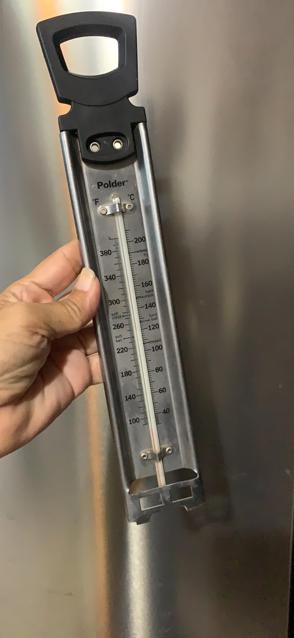 Polder Candy Thermometer, Stainless Steel Cooking Thermometer with Pot Clip, for Jam, Syrup, Jelly, Yogurt, and Deep Fry, 12