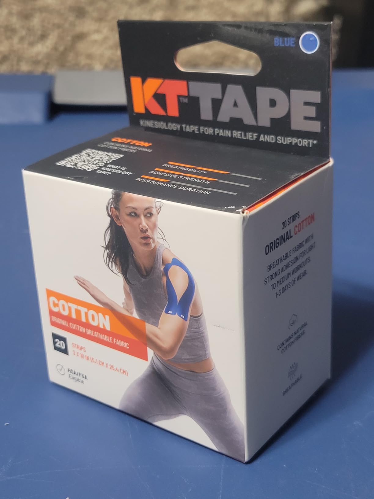 KT Tape, Original Cotton, Elastic Kinesiology Tape, Everyday Muscle and Joint Support, Daily Pain Relief, 20 Count, 10