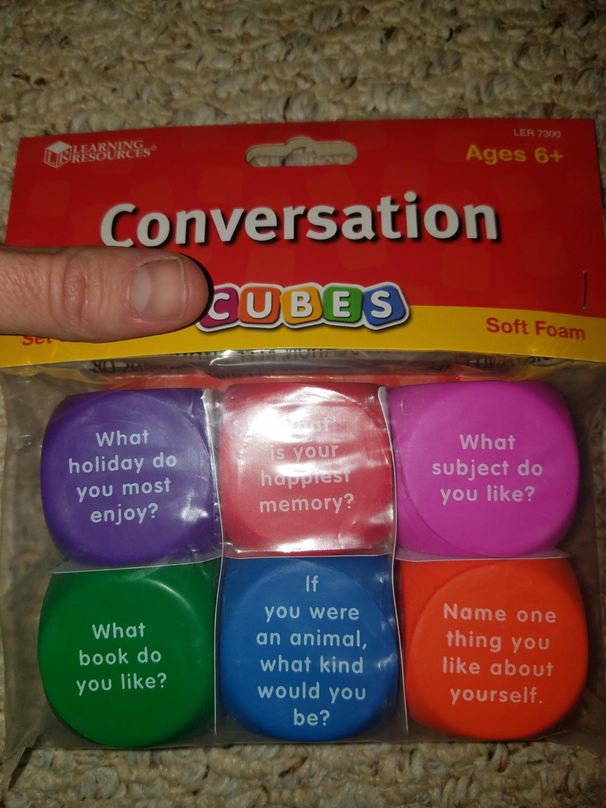 Learning Resources Conversation Cubes -Ages 6+, Foam Cubes for Social Emotional Learning, School Counselor Supplies, Speech Therapy Toys, Ice Breaker Cubes,Teacher Must Haves, 6 Pieces customer photo 1