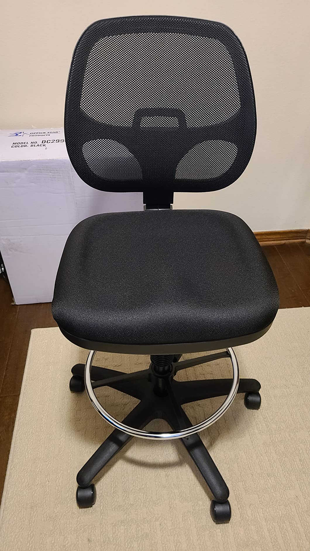 Office Star DC Series Deluxe Breathable Mesh Back Ergonomic Drafting Chair with Lumbar Support and Adjustable Footring, Black Fabric customer photo 2