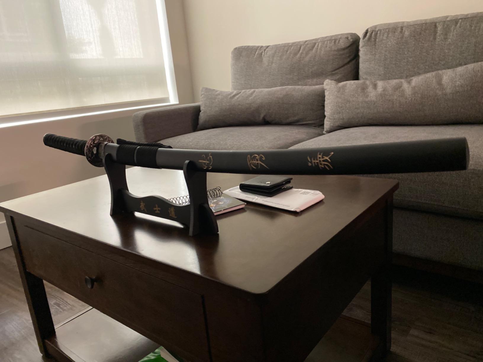MASTER USA - Hand Carved Katana Sword with Samurai Bushido Code on Scabbard, 1045 Steel, 41.5 Inches Overall, Includes Display Stand customer photo 2