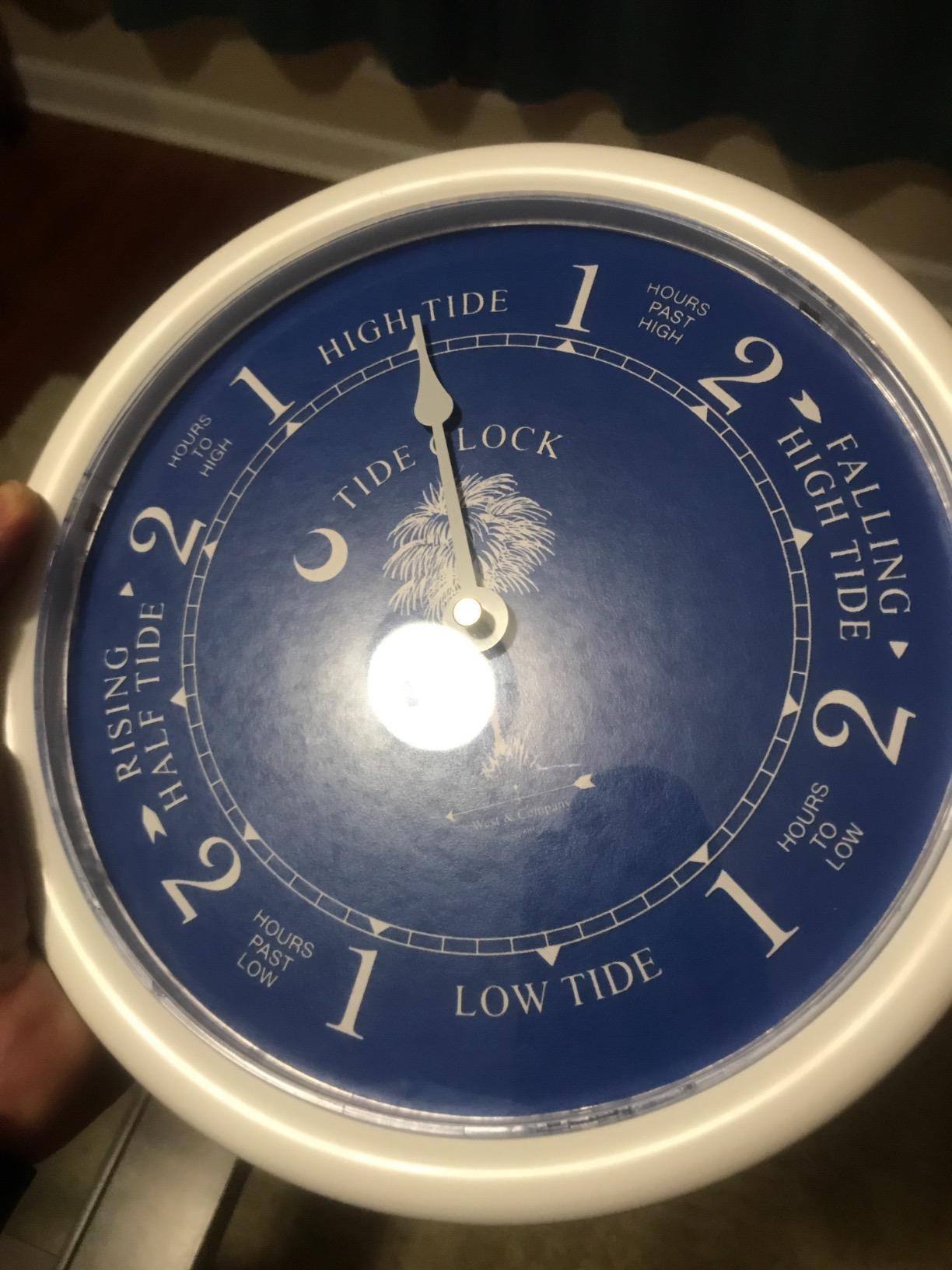 West & Company White Tide Clock with Protective Lens and Palmetto Tree Dial - 9
