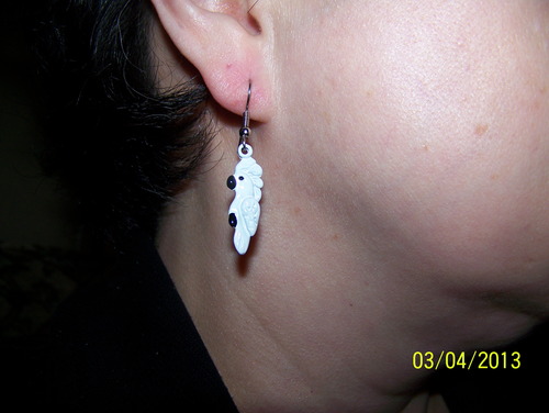 Pewter and Enamel Parrot Dangle Earrings for Women – Handcrafted in the USA – Jewelry Gifts for Parrot Lovers – Hook Earrings customer photo 2