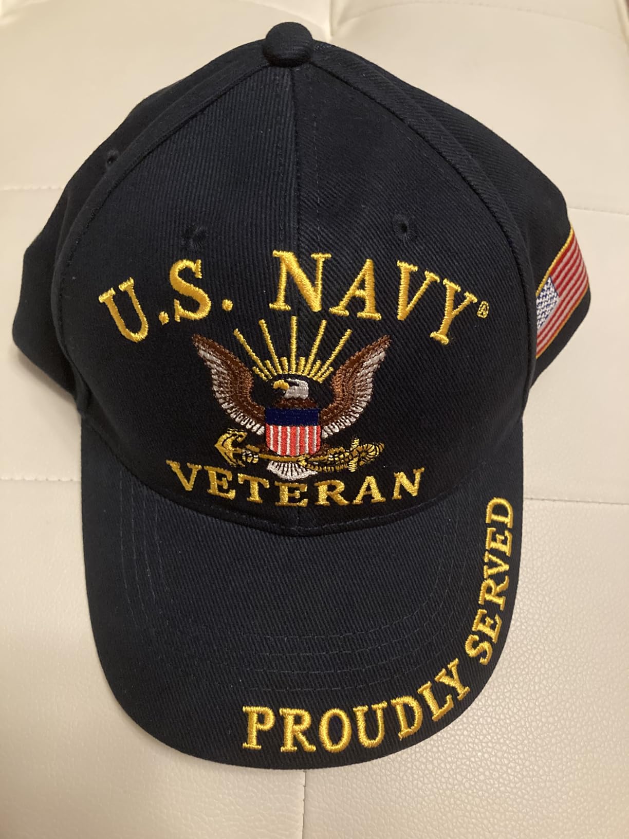 United States Navy Veteran Proudly Served Blue Hat Cap USN customer photo 2