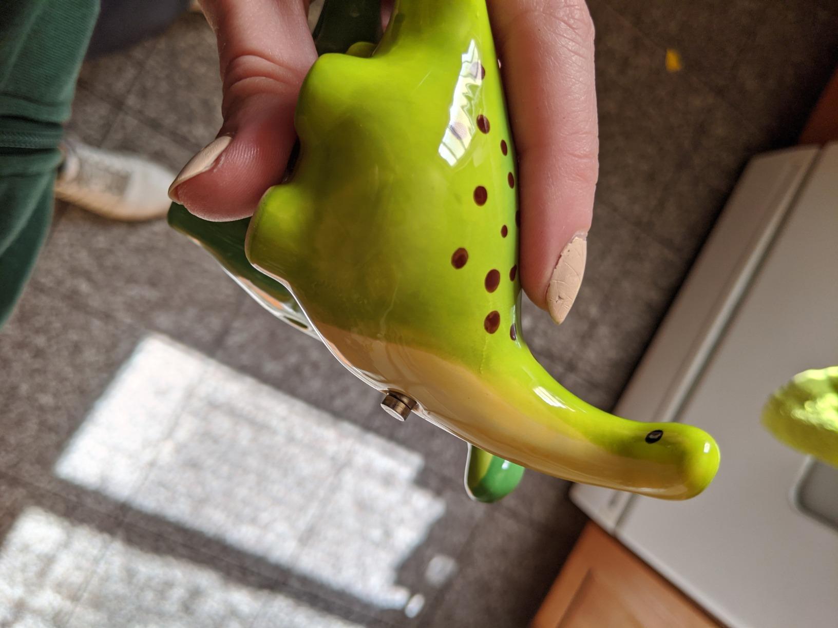 Green Brontosaurus Dinosaur Salt & Pepper Shaker Set, 3.75 Inches, Ceramic customer photo 1