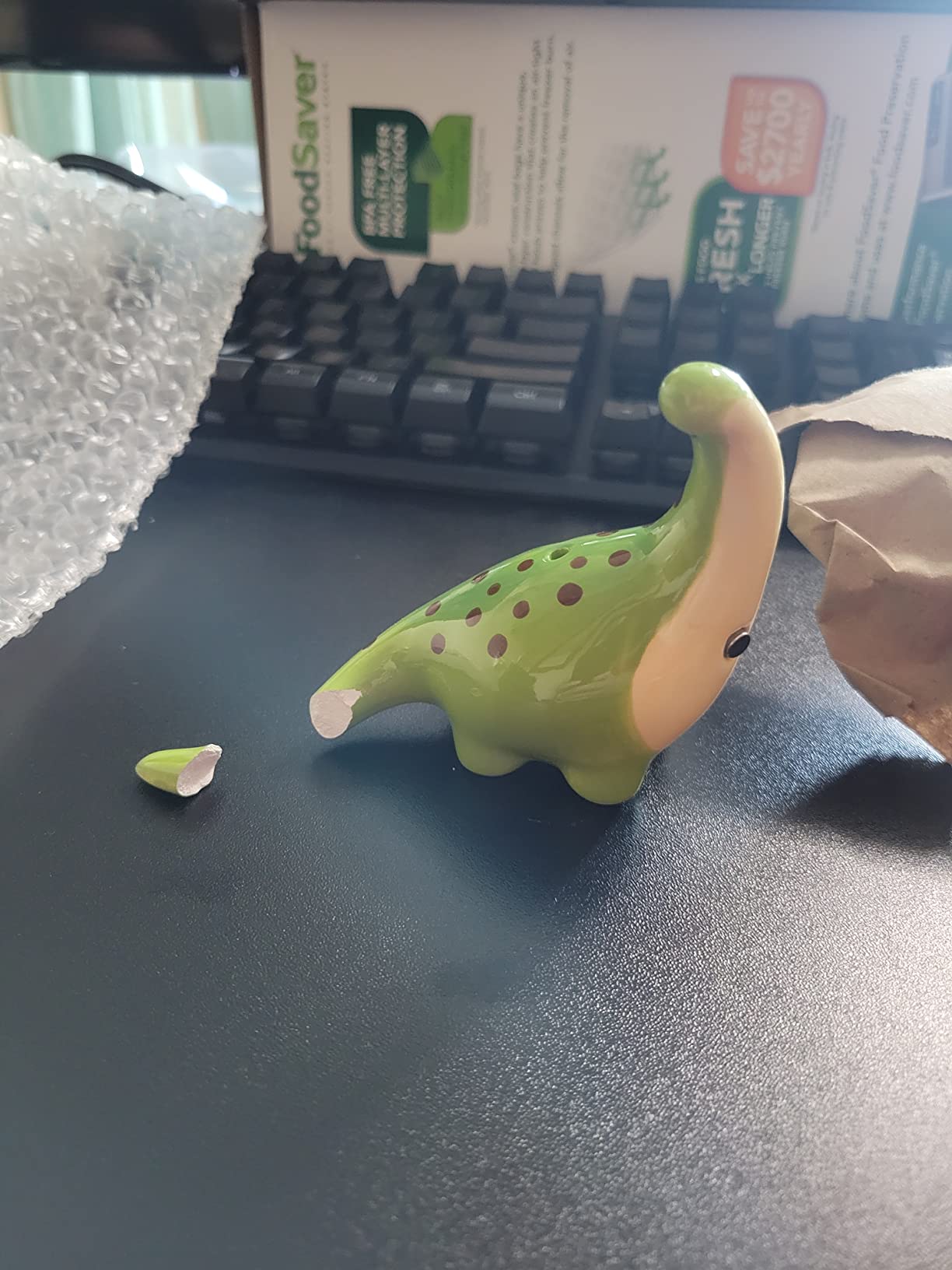Green Brontosaurus Dinosaur Salt & Pepper Shaker Set, 3.75 Inches, Ceramic customer photo 2