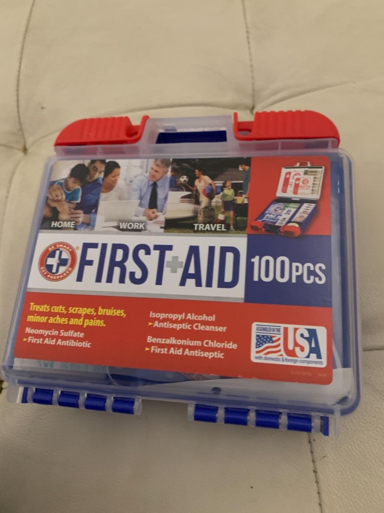 Be Smart Get Prepared 110 pc First Aid Kit - Clean, Treat, Protect Minor Cuts, Home, Office, Car, School, Business, Travel, Emergency, Outdoor customer photo 2
