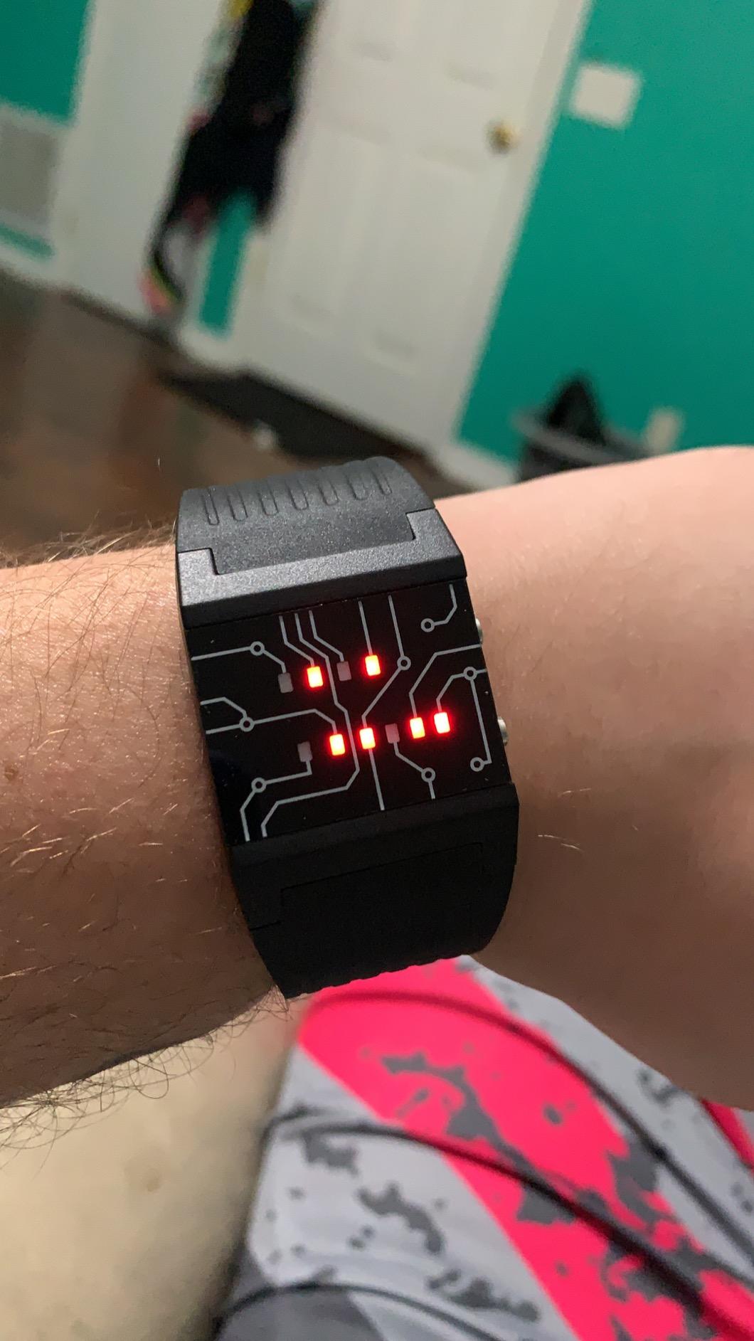 getDigital Binary Wrist Watch for Professionals with LED Lights - A Black Digital Clock That depicts The time as Binary Code customer photo 1