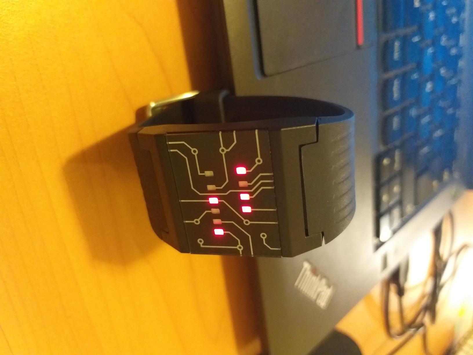 getDigital Binary Wrist Watch for Professionals with LED Lights - A Black Digital Clock That depicts The time as Binary Code customer photo 2