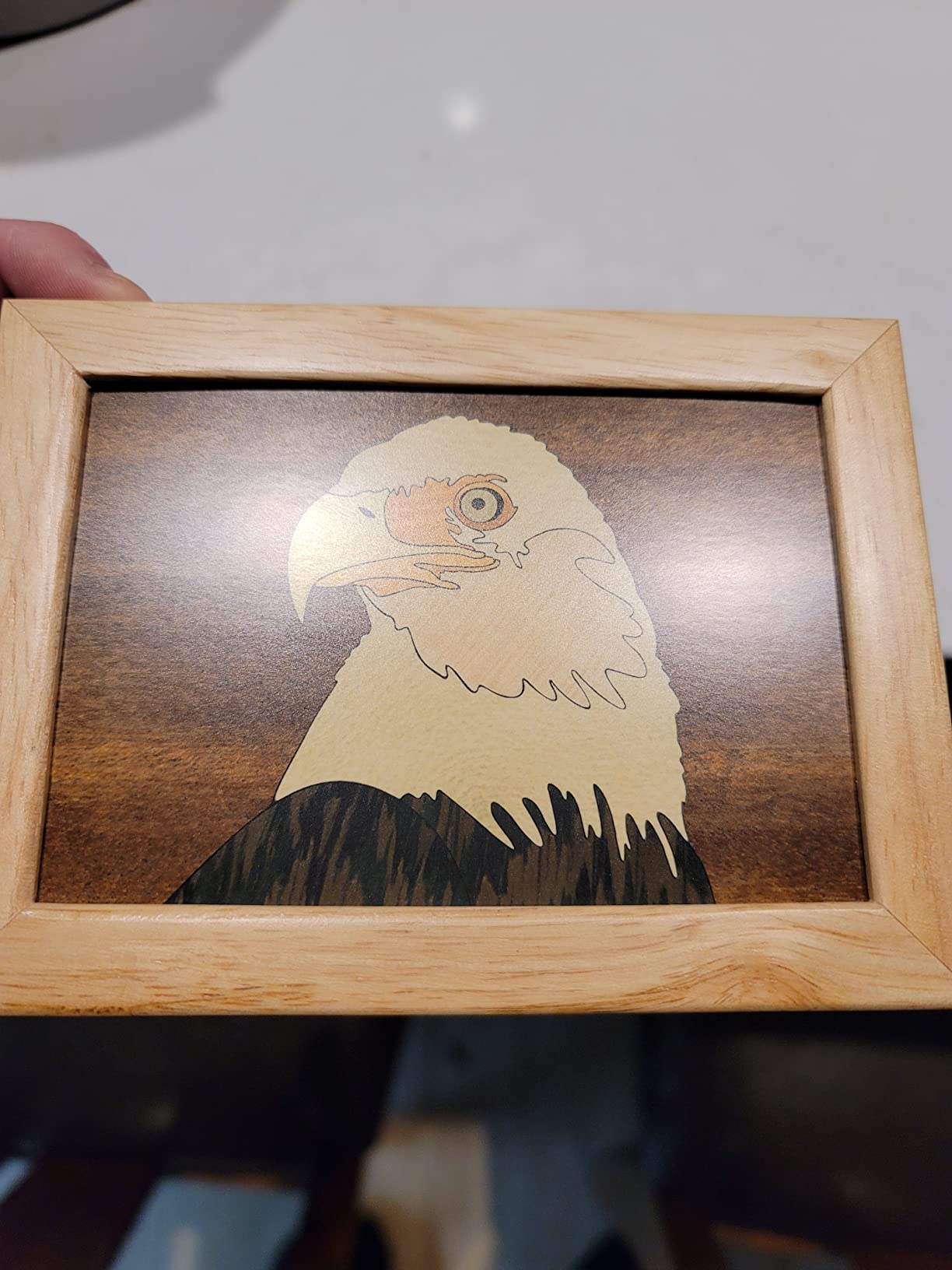 Wood Art Eagle Box - Handmade USA - Unmatched Quality - Unique Original Art Work - Scout Gift, Ring Trinket Jewelry Box (#4101 Eagle Head 4x5x1.5) customer photo 2